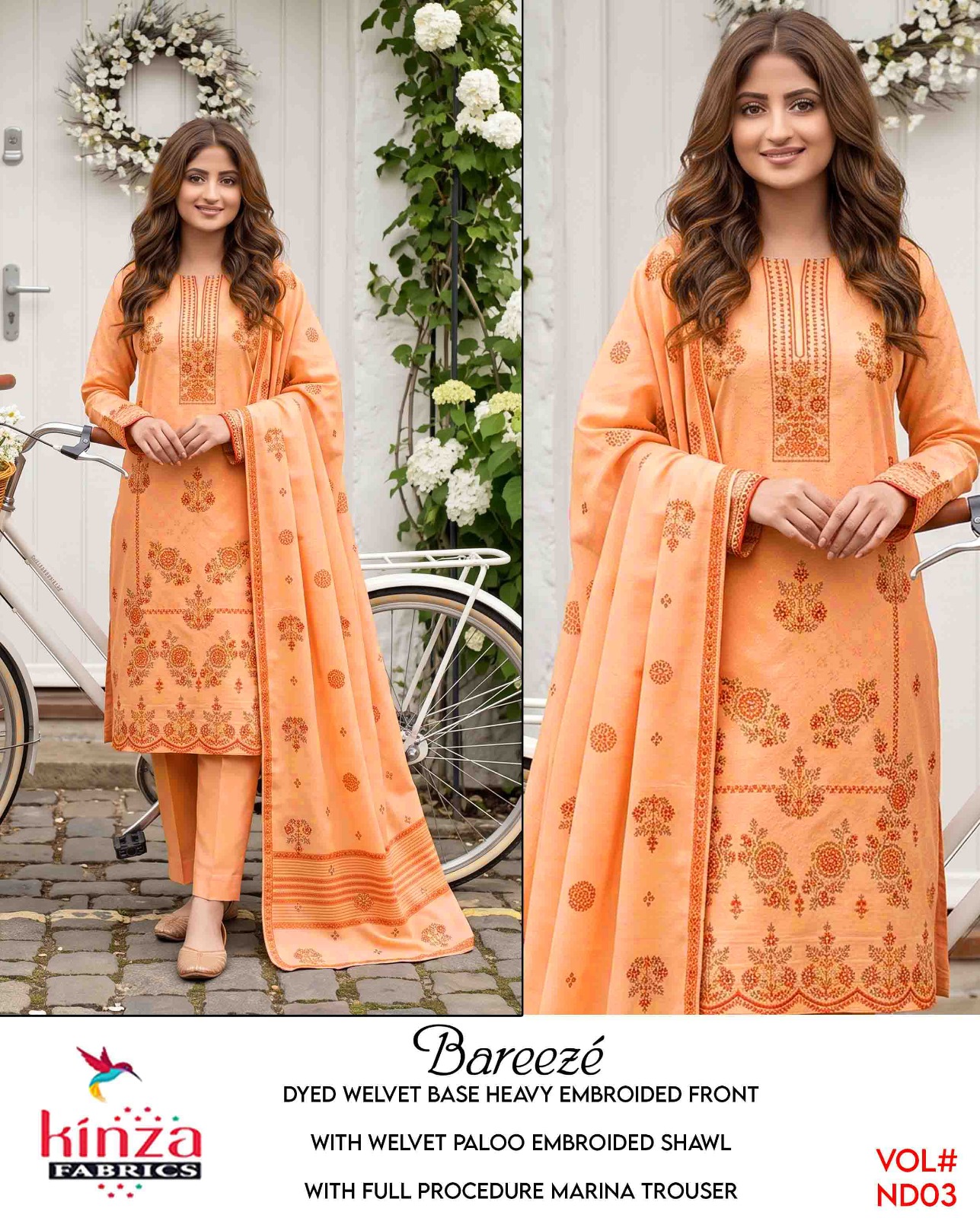 Dhanak embroidered luxury unstitched 3pc suit